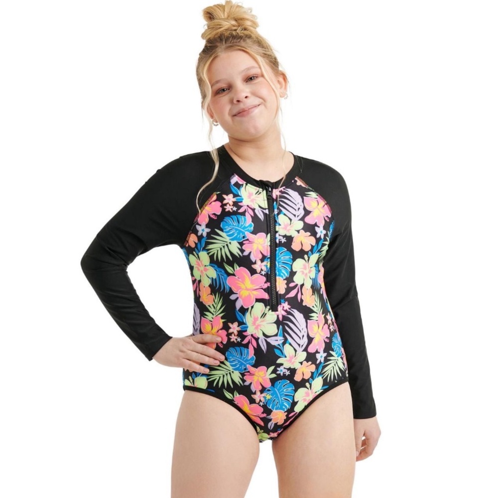 Justice Girls' 5/6 XS Sleeve Swim Set UPF 50+ Rash guard